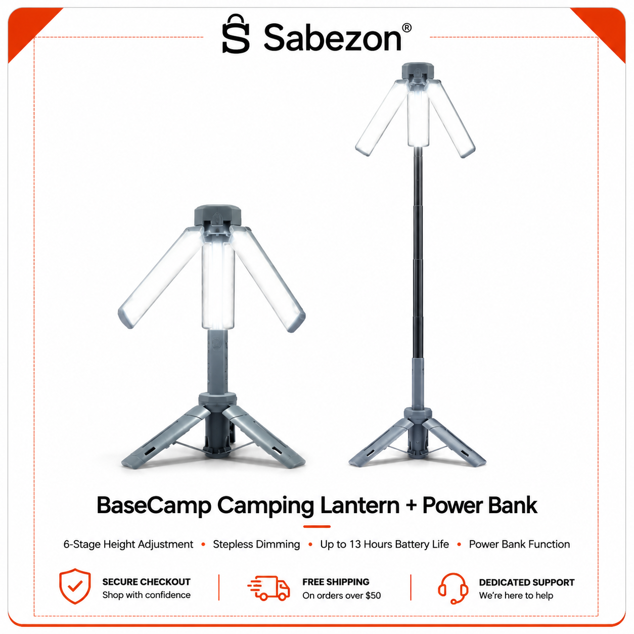 BaseCamp Camping Lantern + Power Bank