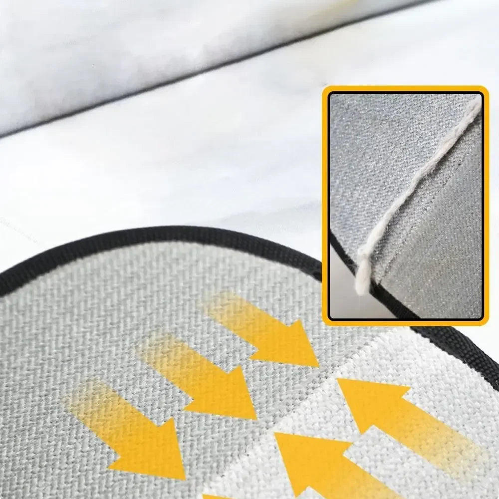 Textile with yellow arrows and close-up of fabric texture