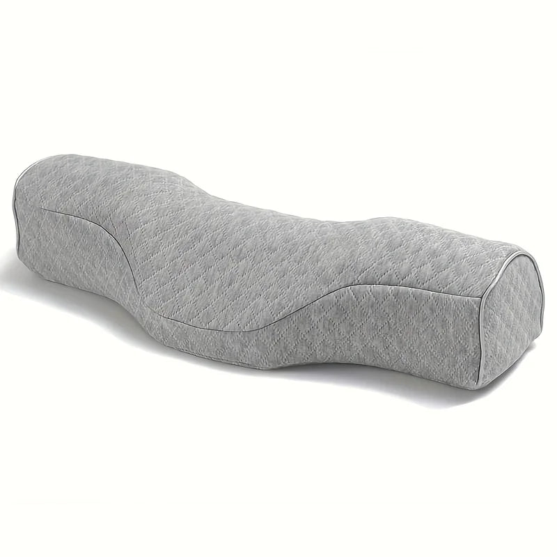 Gray ergonomic wrist pillow on a white background