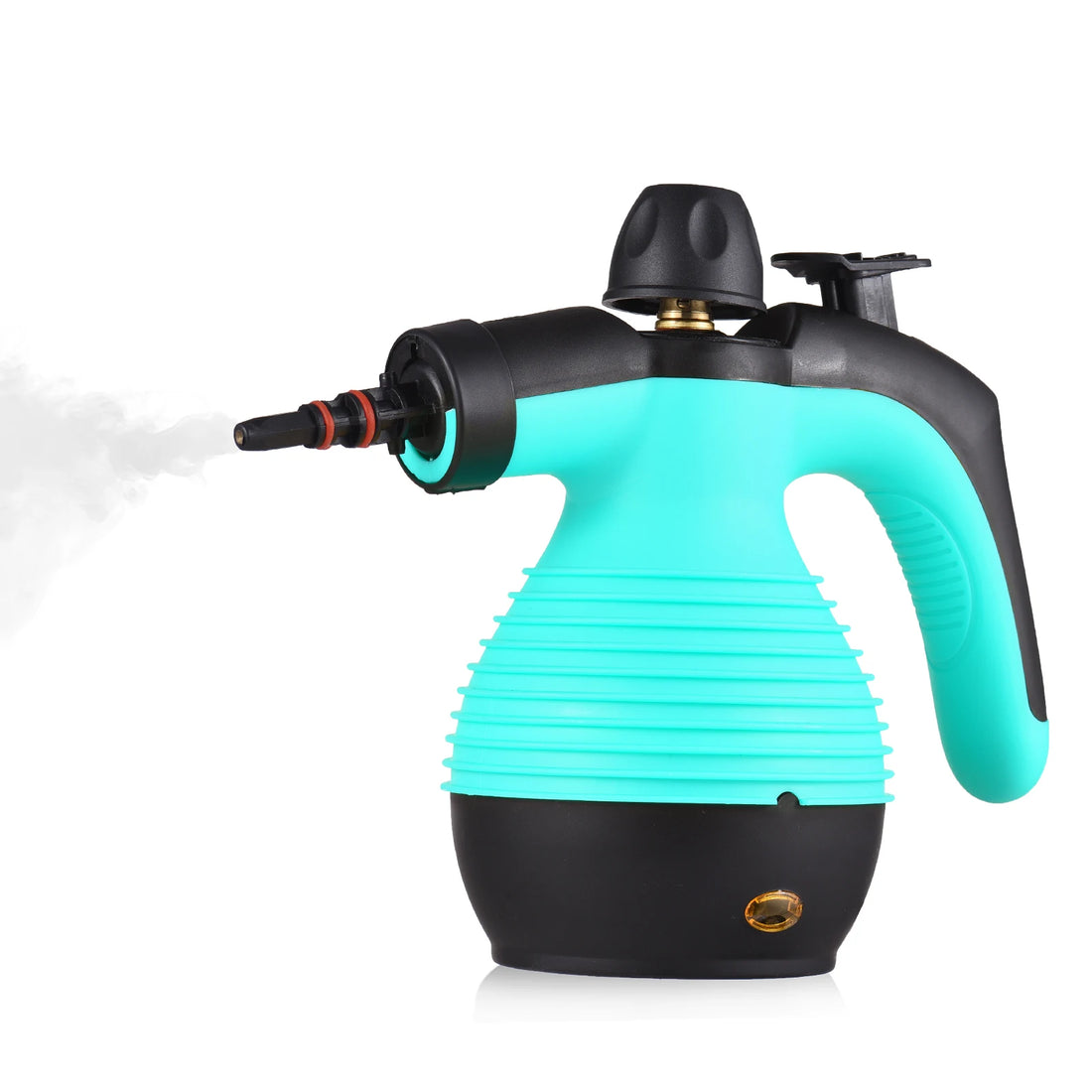 Turquoise and black pressure washer on a white background